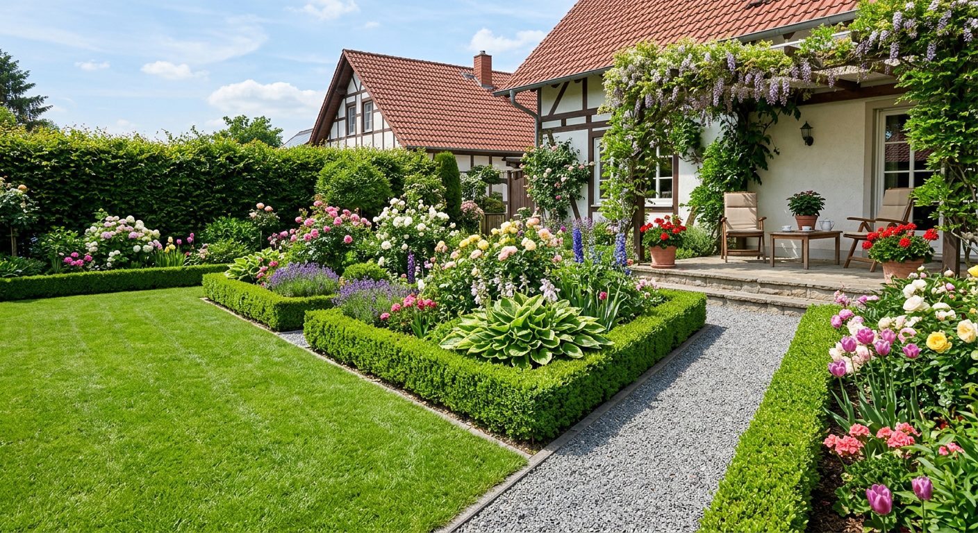 Nachher: Gepflegter Garten nach den Gartenarbeiten – Gartenarbeiten Wunstorf